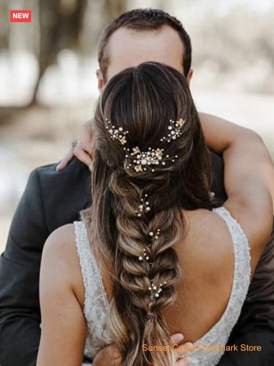 7 Piece Bridal Hair Comb Set Pearl Rhinestone Leaf Hair Pins Elegant Wedding main image 6